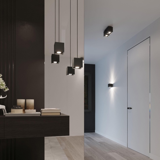 Lampada a sospensione cubo nero moderna