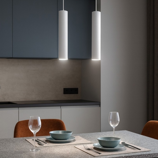 Lampadario per cucina cilindri bianchi