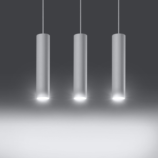 Lampadario per cucina 3 luci cilindri pendenti bianco