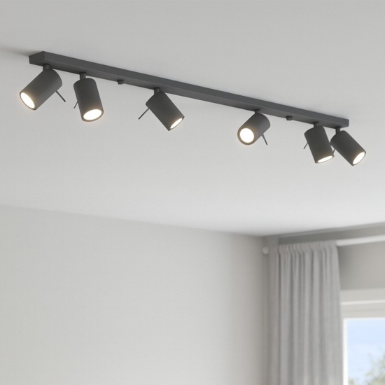 Plafoniera moderna grigia con faretti orientabili