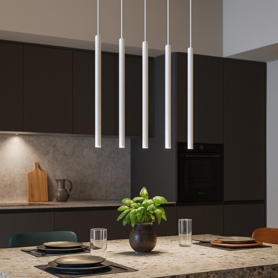 Lampadario per cucina cilindri pendenti bianco