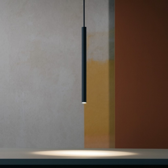 Lampada a sospensione cilindro sottile nero