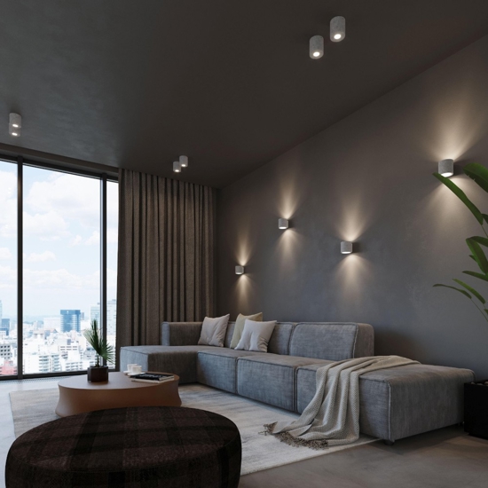 Faretto da soffitto in cemento cilindro grigio