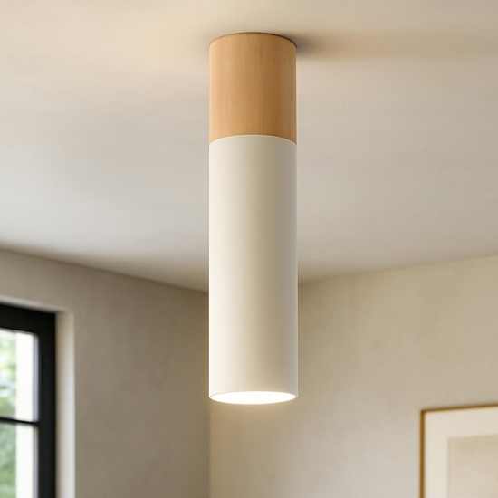 Faretto cilindro da soffitto bianco legno