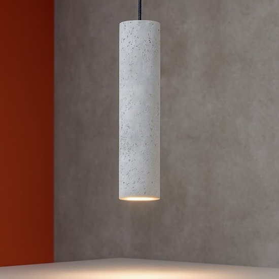 Lampada sospensione pendente di cemento cilindro grigio