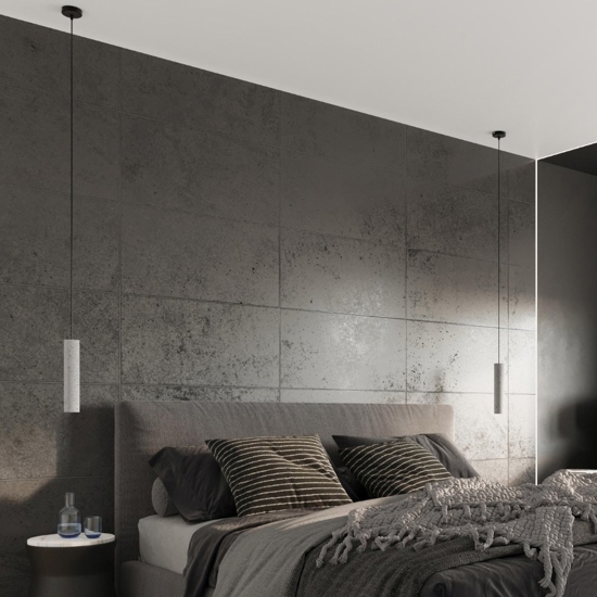 Lampada sospensione pendente di cemento cilindro grigio