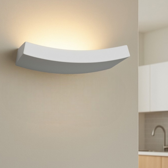 Applique di gesso mensola curva bianca 