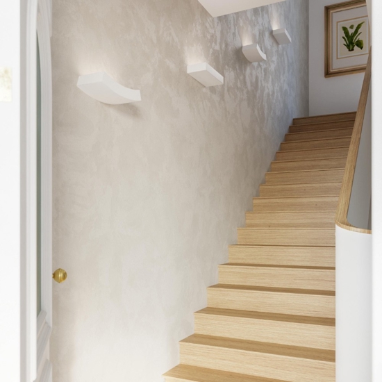 Applique di gesso mensola curva bianca 