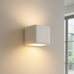 Lampada cubo applique gesso bianco pitturabile