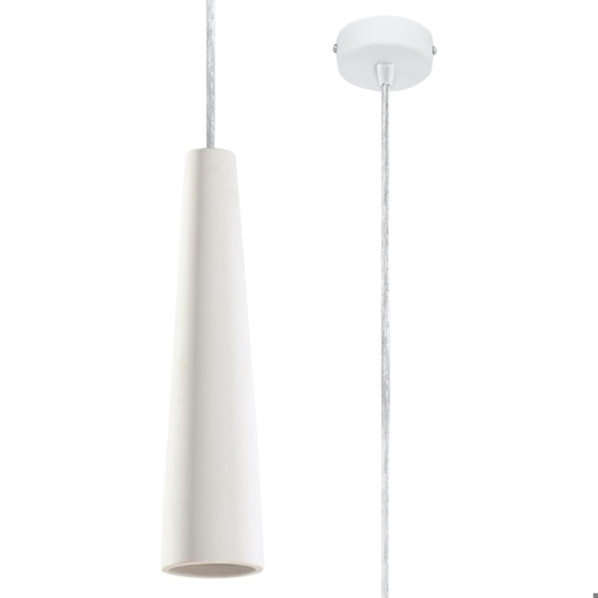 Lampada a sospensione di gesso bianco