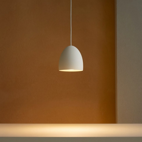 Lampada a sospensione cupola gesso bianco