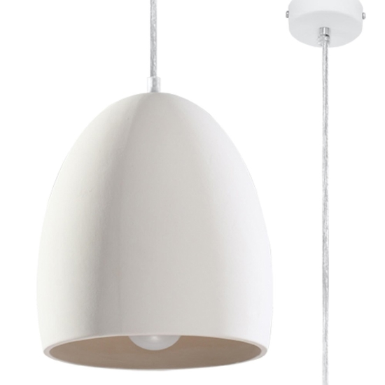 Lampada a sospensione cupola gesso bianco