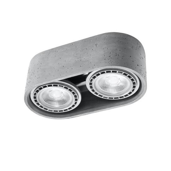 Plafoniera da cucina ovale con 2 faretti