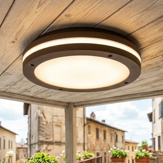 Top light soho plafoniera per esterno corten moderna rotonda