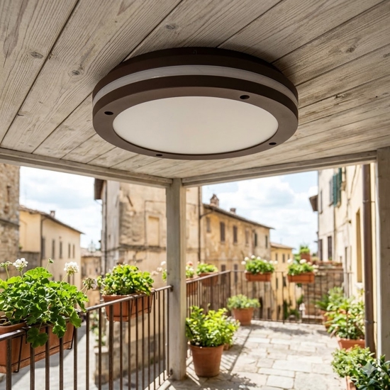 Top light soho plafoniera per esterno corten moderna rotonda