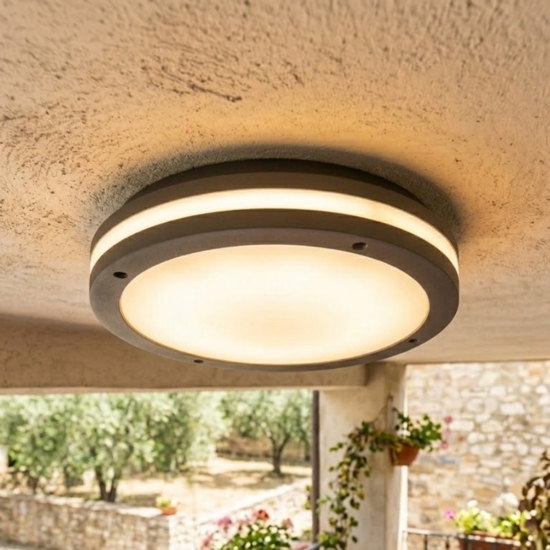 Top light plafoniera per esterno soho antracite rotonda