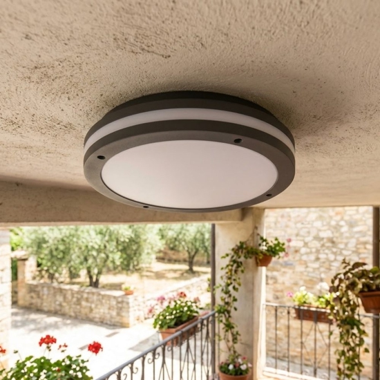 Top light plafoniera per esterno soho antracite rotonda