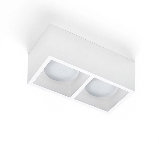 Plafoniera gesso bianco moderna rettangolare sforzin mylasa