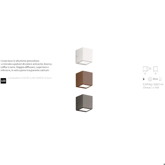 Applique nero da esterno cubo fp ideal lux