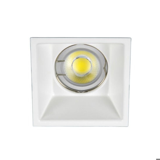 Faretto quadrato metallo bianco da incasso a soffitto fp