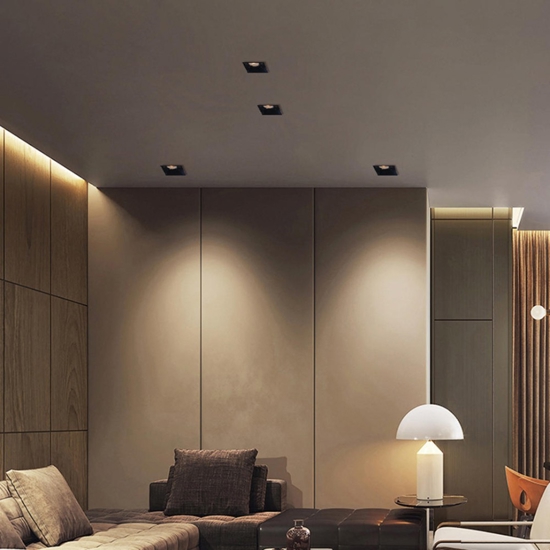 Faretto quadrato metallo bianco da incasso a soffitto fp