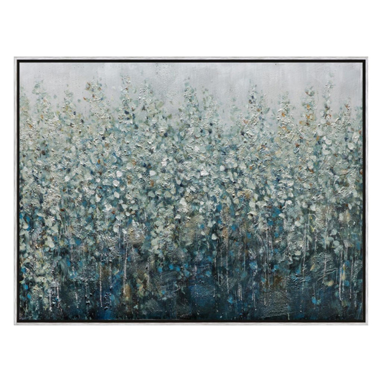 Quadro astratto 90x120 cm foresta pittura in rilievo cornice legno