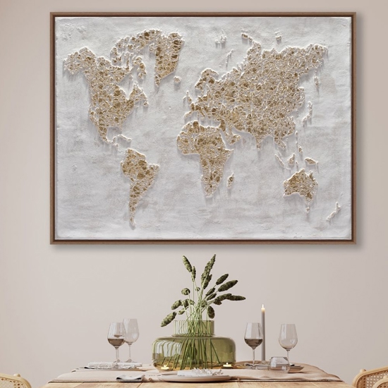 Quadro plafonisfero oro decorazione a rilievo cornice legno 92x122