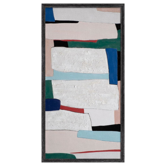Quadro astratto su tela 60x120 verticale cornice legno nero