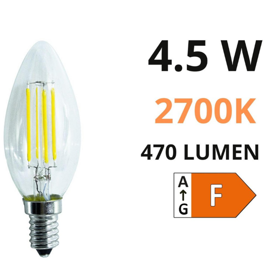Life lampadina led e14 4.5w 2700k 470lm oliva trasparente fp