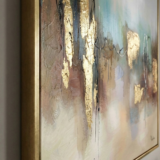 Quadro astratto moderno oro 100x100 per soggiorno