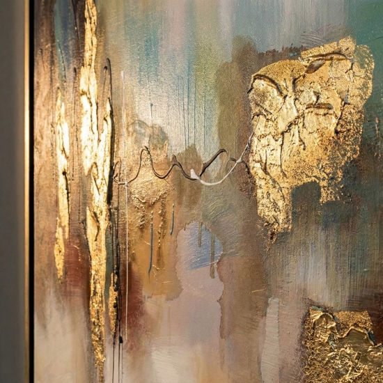 Quadro astratto moderno oro 100x100 per soggiorno