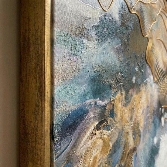 Quadro astratto moderno 150x70 infinito cornice oro per soggiorno