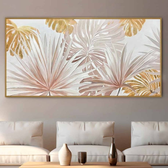 Quadro moderno dolce foresta 120x60 cornice oro per soggiorno