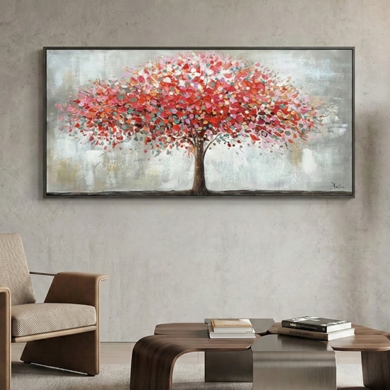 Quadro dipinto moderno albero armonia 160x80 per soggiorno