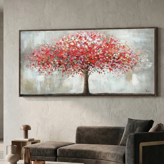 Quadro dipinto moderno albero armonia 160x80 per soggiorno