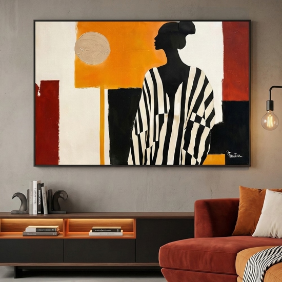 Quadro silhouette elegangte moderno dipinto con cornice 120x80