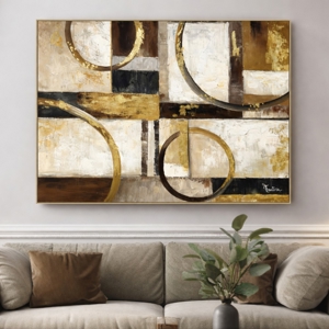 Quadro cerchi dorati 120x90 dipinto con cornice