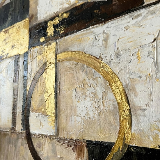 Quadro cerchi dorati 120x90 dipinto con cornice