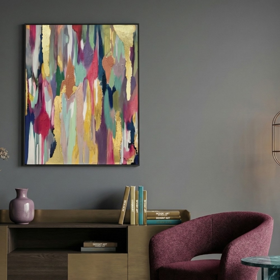 Quadro verticale 80x120 cascata cromatica astratto moderno