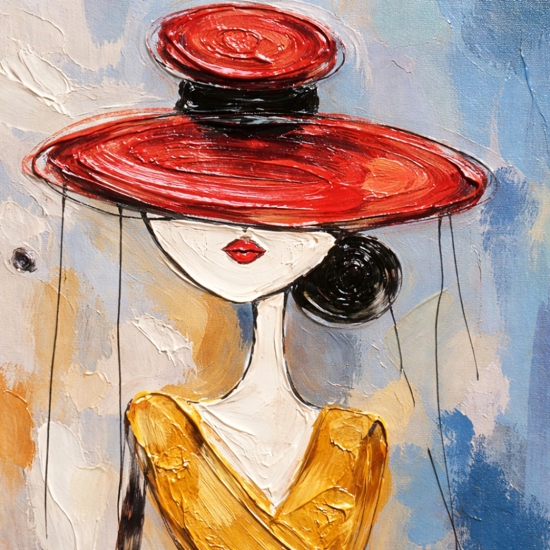 Quadro moderno signore chic 100x100 tela dipinta con cornice