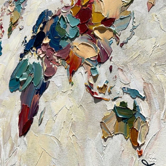 Quadro plafinfero moderno multicolor 120x80 dipinto a mano con cornice