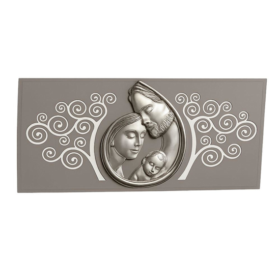 Capezzale sacra famiglia 80x40 argento avorio albero della vita tortora