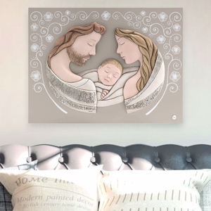 Capezzale sacra famiglia moderna 45x34 capoletto per camera da letto