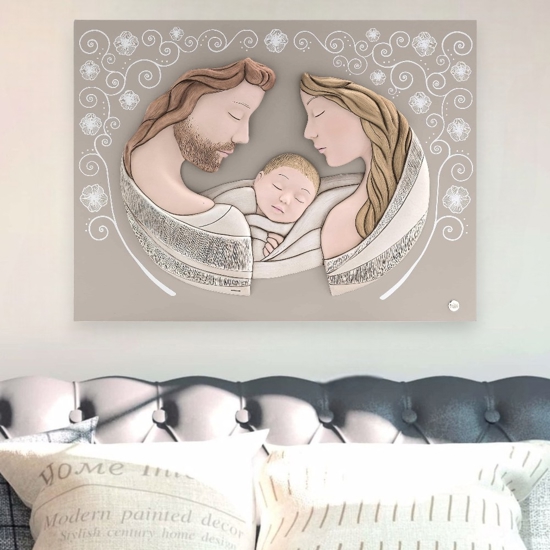 Capezzale sacra famiglia moderna 45x34 capoletto per camera da letto