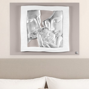 Capezzale tortora argento 45x35 sacra famiglia stile contemporaneo