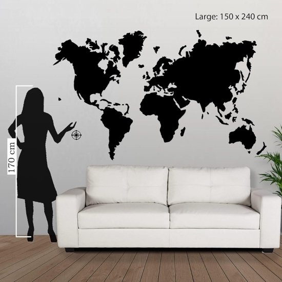 Quadro mappa del mondo 3d 110x180 in legno adesivo da parete