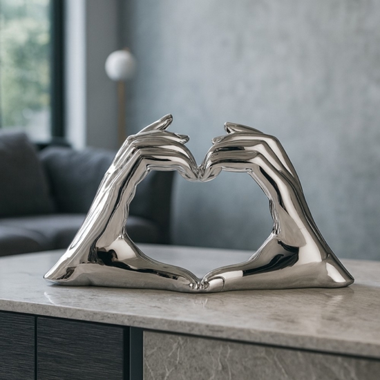 Mini scultura bomboniera mani cuore h10 colore argento bongelli preziosi