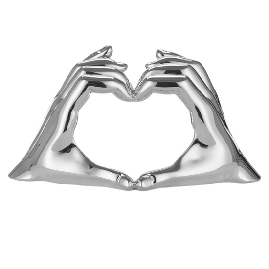 Mini scultura bomboniera mani cuore h10 colore argento bongelli preziosi