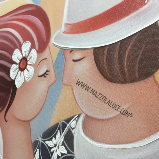 Quadro romantico per soggiorno moderno 122x72 cornice bianca