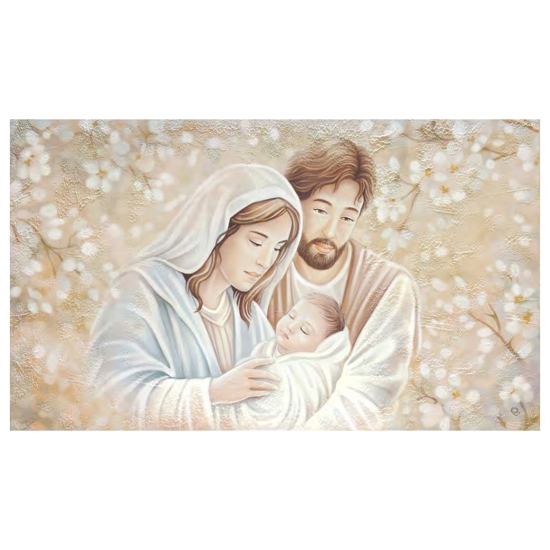 Quadro capezzale 120x70 sacra famiglia decorata abbraccio eterno